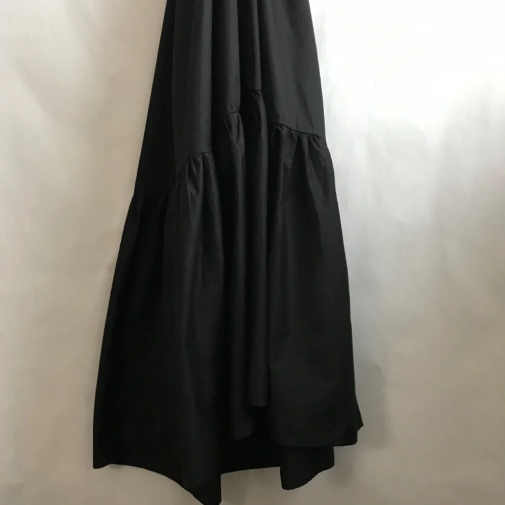 VICI Cut-Out Twist Knot V-Neck Black Maxi Dress M A-Line Tiered High Low Skirt - Picture 7 of 11